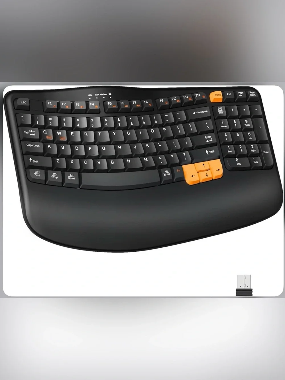 RECCAZR || Ergonomic Wireless Keyboard with Orange Accent Keys